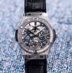 Swiss Grade Hublot Classic Fusion 42mm Knockoff Hublot Skeleton Diamond Watch 